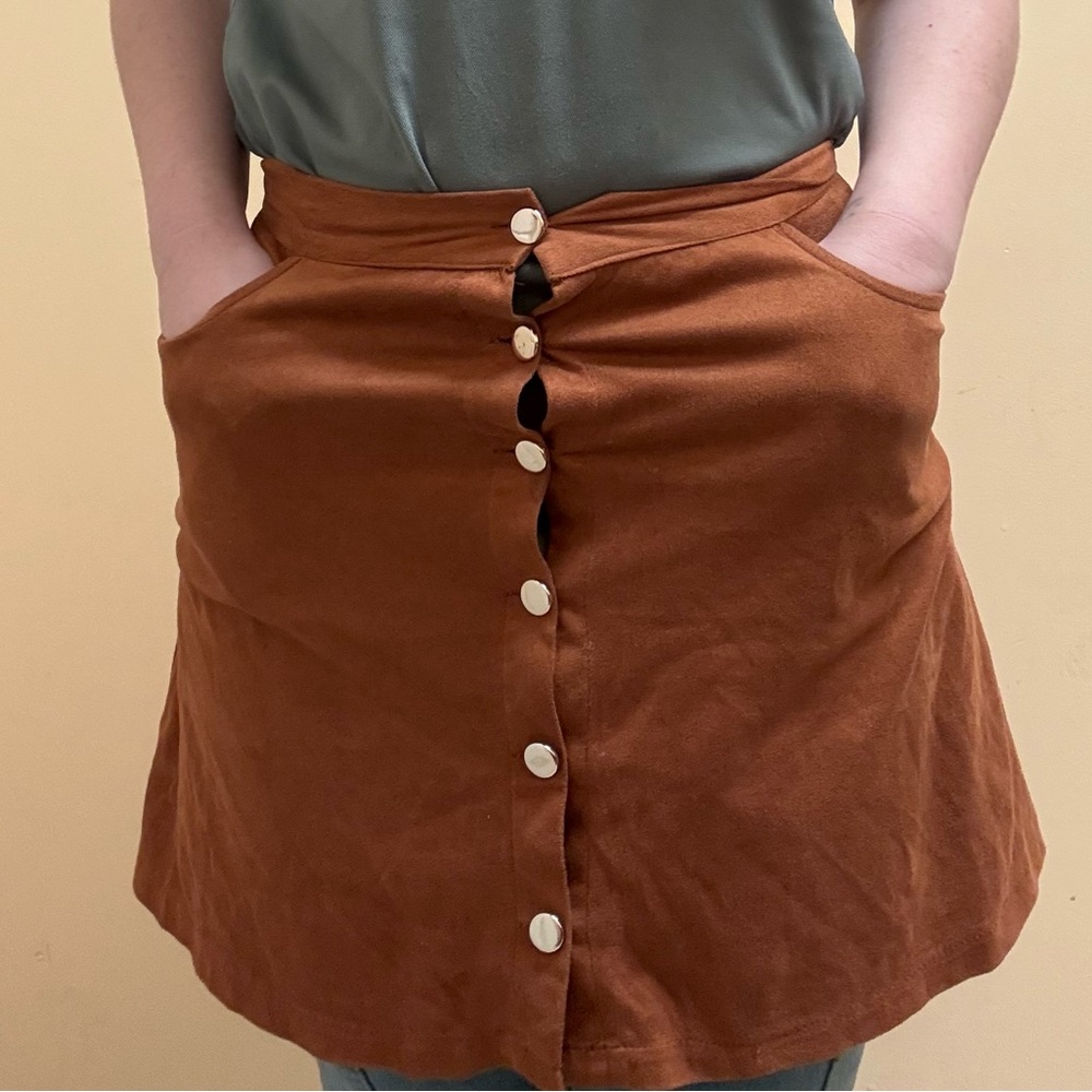 Source Unknown Brown A-Line Mini Skirt for Casual Work